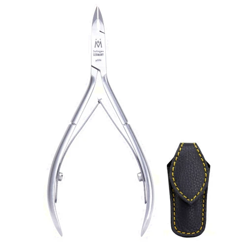GERMANIKURE Luxury Cuticle Nipper in Leather Case, Double Sharpened, Ethically Made in Solingen Germany