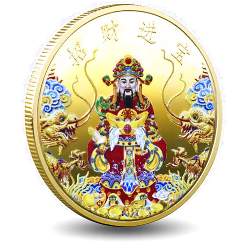 Gimilang Chinese God-of-Wealth May Money and Treasures Come Generously to You Lucky Coin Lottery Ticket Scratcher Tool - Chinese Good Luck Charms Challenge Coin