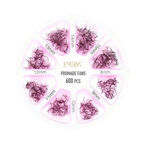 EMEDA Premade Fans Eyelash Extensions 600 pcs Pointy Thin Base Promade Loose Fans Stable D Curl 9-15mm Mix Lengths Long Stem Pre Made Volume Lashes with Reusable Silicone Pad by EMEDA (20D 0.05 D 8-15mm)