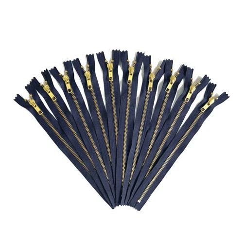 YKK Gold Metal Zippers in Black No. 5 YKK Zipper Pack of 12 8 inch