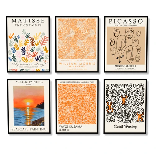 DUODUOZCF Retro Wall Decor Prints Set of 6 Inspiring Vintage Wall Art Famous Abstract Illustration Posters Exhibition Aesthetic Matisse Flower Market Picture Canvas Art Painting for Living Room Bedroom (8