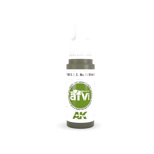 AK Interactive AK Acrylics 3Gen AFV AK11386 S.C.C. No.15 Olive Drab (17ml)