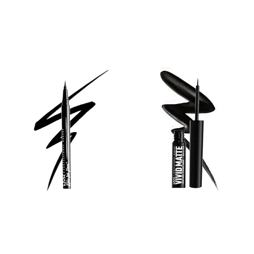 NYX PROFESSIONAL MAKEUP Epic Ink Liner and Vivid Matte Liquid Liner Black Eyeliners Vegan Formula