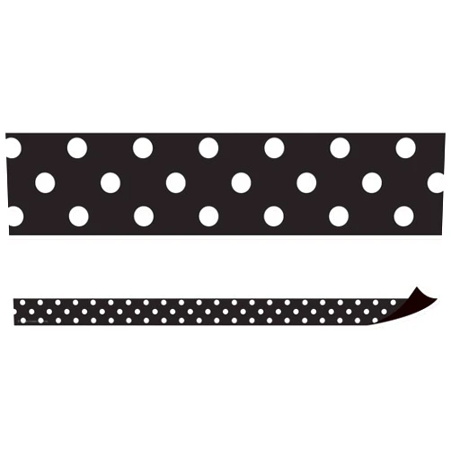 Teacher Created Resources Black Polka Dots Magnetic Strips (TCR77142)