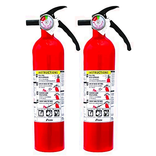 ‎Walter Kidde Portable Equipment Inc Kidde FA110 Multipurpose Fire Extinguishers 2 Pack - Red, (Rating 1-A:10-B:C) - UPDATED - Includes Custom Stickers (2)