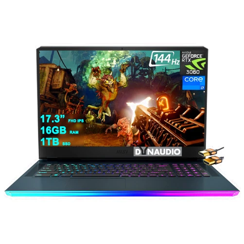 MSI GE76 Raider Gaming Laptop 17.3” FHD IPS 144Hz 12th Gen Intel 14-core i7-12700H 16GB RAM 1TB SSD GeForce RTX 3060 6GB RGB Backlit Thunderbolt USB-C MiniDP Dynaudio Nahimic Win11 + HDMI Cable