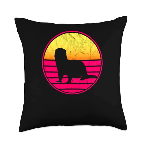 The Space Otter - Otter Décor & Animal Lover Gifts Sea Vintage Sunset Retro Cute Women's River Otter Throw Pillow, 18x18, Multicolor