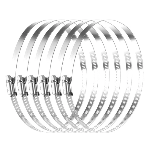 MIAHART 6 inch Hose Clamp Adjustable 304 Stainless Steel Duct Clamps Worm Gear Adjustable 141mm-165mm Hose Clamp (Pack of 6)