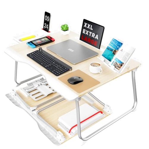 SAIJI Folding Bed Desk for Laptop, Eating Breakfast, Writing, Gaming, Extra Large 25.6