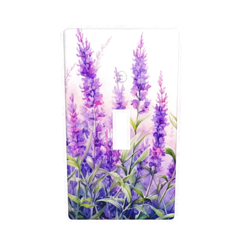DADABULIU Decorative Wall Plate Purple Lavender Flower Watercolor Switch Cover Single Gang Toggle 4.5 x 2.76 Inch PC Plastic Electrical Receptacle for Home Depot Flat Bathroom
