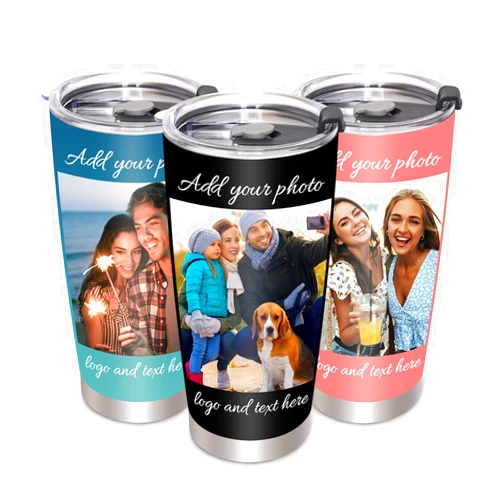Customizedbee Personalized Tumbler with Picture Text Name, 20 oz Custom Travel Coffee Mug Personalized Gifts, Birthday Anniversary Back to School Supplies Gifts for Couples Friends Families