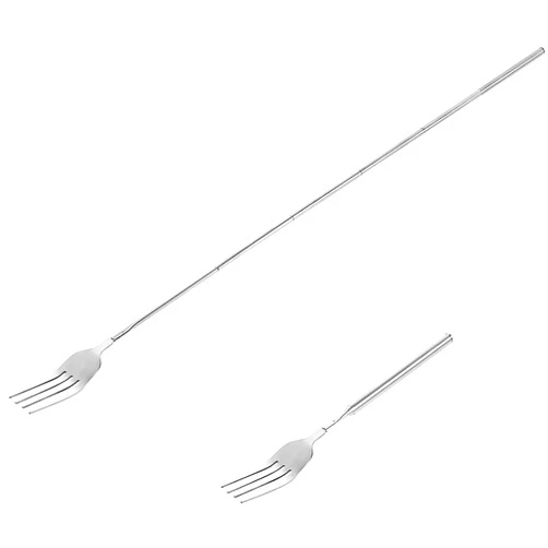 Chazcool Extendable Fork, Long Fork Extended Fork, Stainless Steel Extending Fork, Telescoping Fork Dinner Forks, Tableware Long Forks for Eating Dinner Fruit Dessert BBQ 8.7 to 25.4 Inch (1 pcs)