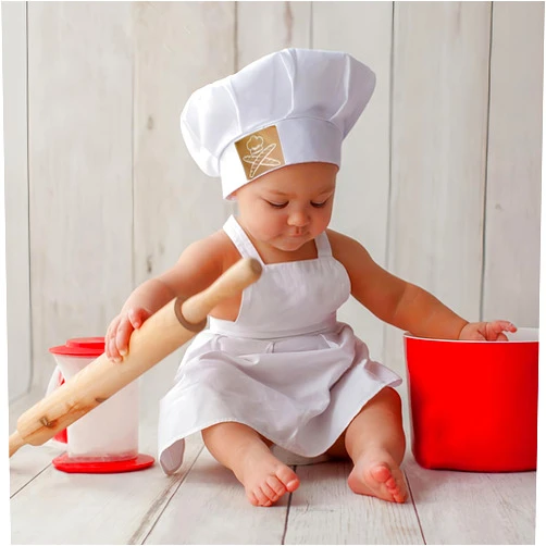 Ylsteed Newborn Photography Outfits Girl Boy Chef Outfits Infant Baby Photo Shoot Chef Costume Newborn Baby Photography Props Baby Chef Hat Apron Set Newborn Photography Outfits Boy - White