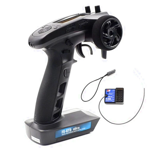 DTXMX Flysky FS-GT5 6 Channels RC Transmitter with FS-BS6 Gyro Receiver 2.4G RC Radio Controller 20 Models Storage for RC Buggy Crawler Car Boats Tank