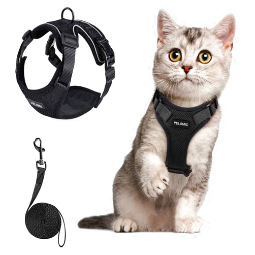 Andmax Cat Harness and Leash Set, Escape Proof Safe Cat Vest Harness for Walking Outdoor - Reflective Adjustable Soft Mesh Breathable Body Harness, Comfort Fit for Pet Kitten Puppy Rabbit Ferrets