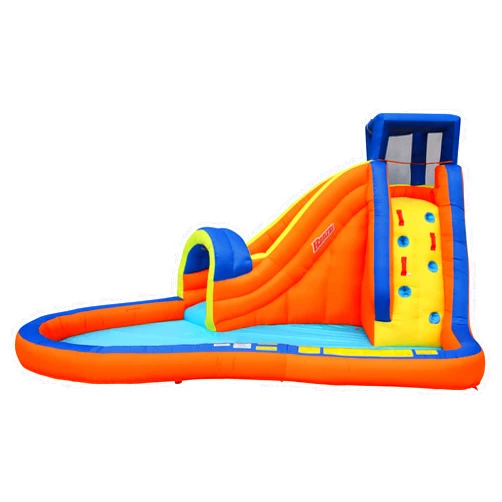 BANZAI Pipeline Water Park Toy, Length: 14 ft 7 in, Width: 9 ft 6 in, Height: 7 ft 11 in, Inflatable Outdoor Backyard Water Slide Splash Bounce Climbing Toy