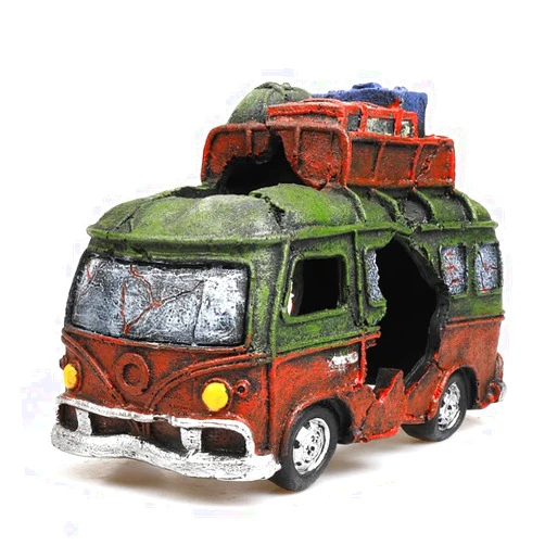 BCSIUHD Aquarium Décor Thematic Ornaments - Resin Material Bus Car Fish Tank Decorations for Betta Hideout Caves…