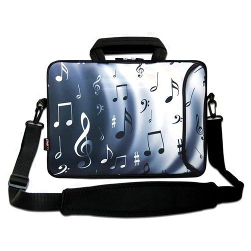 AUPET 16 16.5 17-17.3-Inch Water Resistant Neoprene Sleeve Notebook Neoprene Messenger Case Tote Bag with Outside Handle and Adjustable Shoulder Strap & Extra Pocket(Music Note)