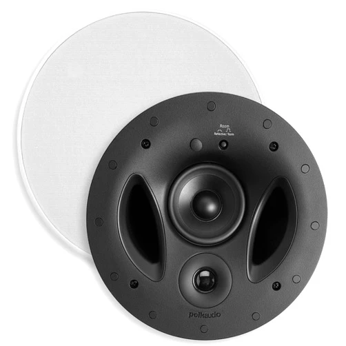 Polk Audio 90-RT 3-Way in-Ceiling Speaker - The Vanishing Series | Perfect for Mains, Rear or Side Surrounds | Paintable Wafer-Thin Sheer Grille | Dual Band-Pass Bass Ports for Low Frequencies