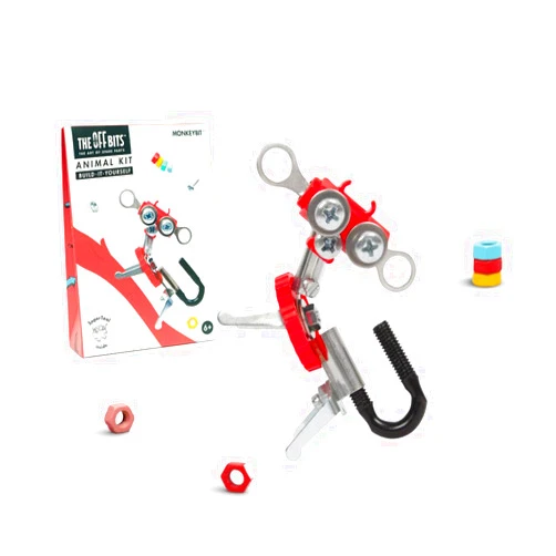 The OFFBITS Offbits Animal Kit - Pingubit, Penguin Model Size Kit with Super Tool + Online Community Unlocking Code, Black, Yellow, Grey, Small (Red Monkey)