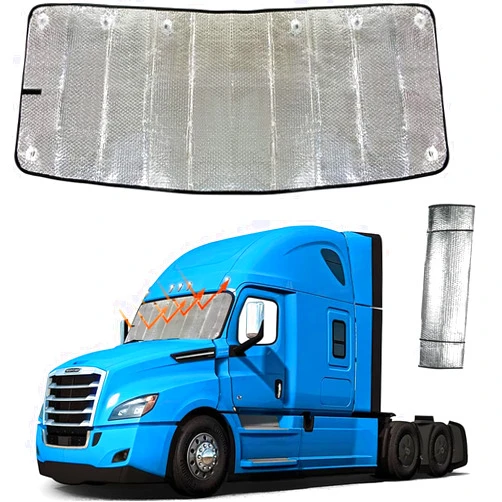 OEMASSIVE Accordion Sun Shade Windshield for Trucks, Reflective Car Shade Front Windshield, Windshield Sun Shade Fits for Semi Truck Windshields, Commercial & Big Rig Truck