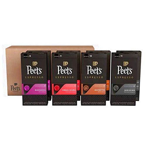 Peet's 100% Arabica Coffee Nespresso Compatible Aluminum Capsules Variety Pack - 80-count