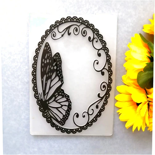 GAWEI Oval Shape Butterfly Embossing Folders for Card Making and DIY Scrapbooking Craft Template Mold Making Photo Album Decor