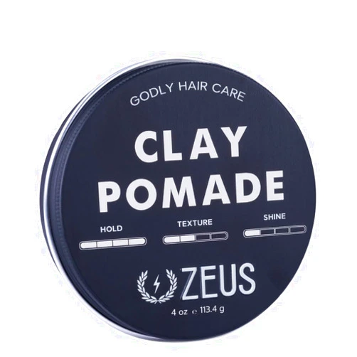 ZEUS Clay Pomade for Men, Matte Finish, Water Soluble & Extra Firm Hold Hair Styling Clay Pomade – MADE IN USA (4 oz.)