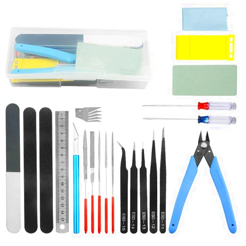 WMYCONGCONG 22 PCS Model Kit Tools Modeler Basic Tools Hobby Building Tools Kit for Gundam Car Model Building Repairing and Fixing Blue