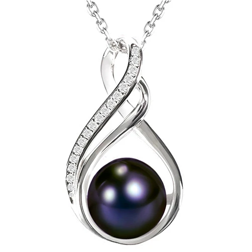 PEARLURA Black pearl necklace for women (Natural AAA+ 9mm) - Wedding anniversary's gift for wife (18k gold platted 925 sterling Silver)- christmas gifts for wife - Real pearls necklace for women - black pearls necklace - pearl pendant