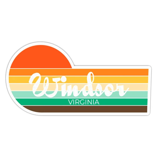R and R Imports Windsor Virginia 2 x 1.25 Inch Sticker Retro Vintage Sunset City 70s Aesthetic Design