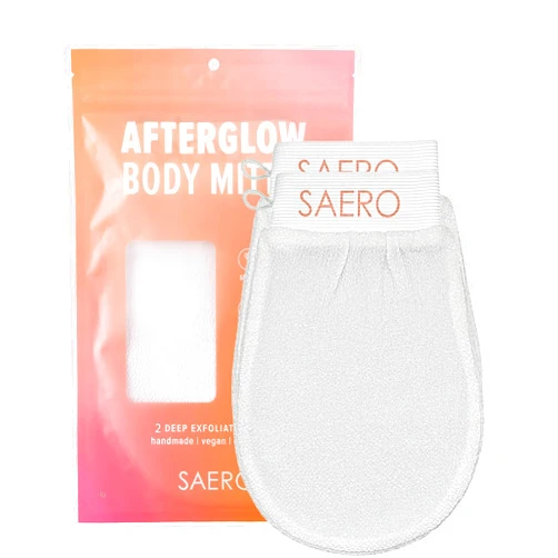 SAERO Exfoliating Glove (2pcs) - 100% Vegan Viscose Body Scrub Glove – Traditional Kessa Korean Washcloth – Ideal for Self-Tan Removal & Keratosis Pilaris Treatment