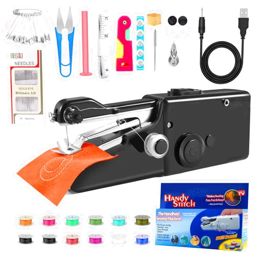 LKJ Handheld Sewing Machine, LKJ Mini Handheld Sewing Machine for Quick Stitching, Portable Sewing Machine Suitable for Home,Travel and DIY, Tool Kit for Clothing Repair and Sewing Crafts FT