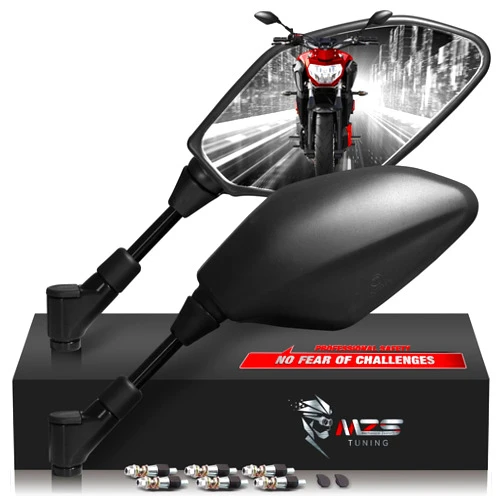 MZS Motorcycle Mirrors Rear View Side 8MM 10MM Black Universal Compatible with Street Dirt Bike Quad Adventure Scooter Coolster Moped GY6 Cruiser ATV