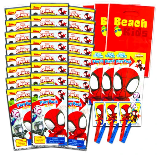 Bendon Spidey and Friends Mini Party Favors Set for Kids - Bundle with 24 Mini Spidey and Friends Grab n Go Play Packs with Coloring Pages, Stickers, More (Spidey and Friends Birthday Party Supplies)
