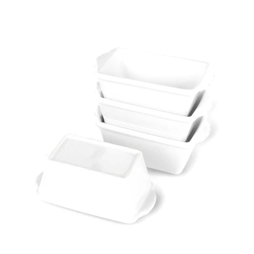 GDCZ Mini Loaf Pan Set, 6.2-Inch 4 Pcs Ceramics Non-Stick Baking Bread Pan (White)