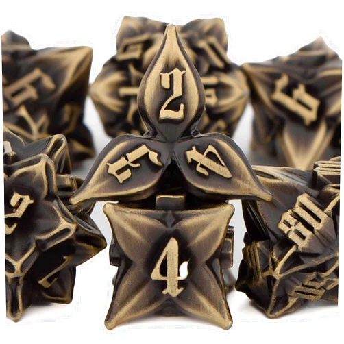 KERWELLSI Metal DND Dice Set, Leaf Dungeons and Dragons Dice Set D&D, Polyhedral dice Set, 7 Pcs RPG D and D Dice, Critical Role Playing Dice with Cool Box D20 D12 D10 D8 D6 D4