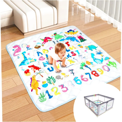 Xiaowantong Baby Play Mat for Floor, 50'' x 50'' Baby Crawling Mat Foldable Play Mat for Playpen, Thicken Soft Padding Playmats for Babies and Toddlers Infants, Easy Care Machine Washable（New AniMai）