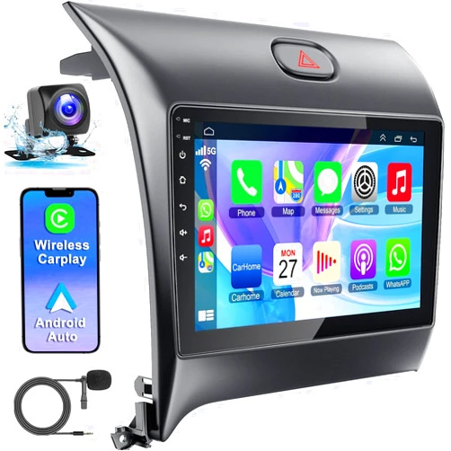 Inexaccessories 4G+64G Android Car Radio for 2013-2018 KIA Forte K3 Cerato, 9 Inch Android 12 Touch Screen Stereo with Wireless CarPlay, Android Auto, GPS Navi, 5G WiFi, Bluetooth 5.2, HD Rear Camera, SWC, FM Radio