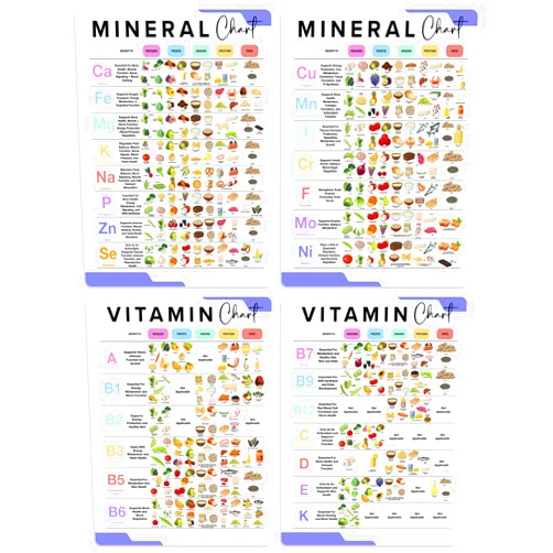 bqw Vitamin and Mineral Posters Healthy Food Chart, 4 Pieces 11