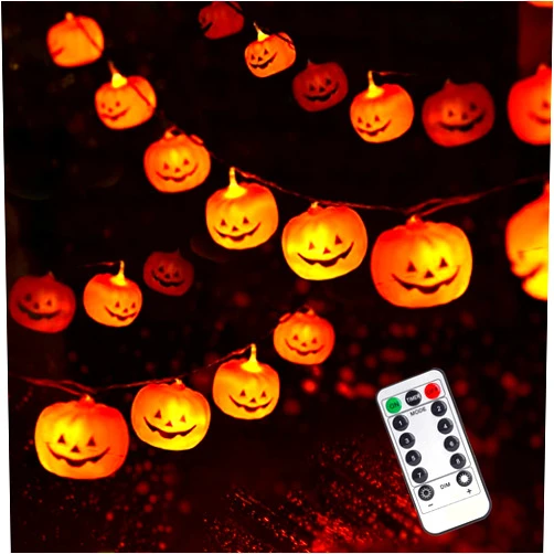 Caritty Halloween String Lights, LED Pumpkin Lights - 3D Halloween Decoration Lights, Battert Operated String Lights for Indoor Outdoor Party Bedroom Home Festival Holiday Christmas Décor