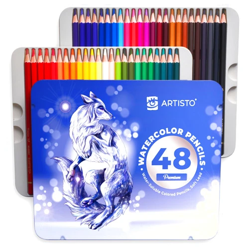 Artisto Premium Watercolor Pencils | Set of 48, Quality 3.5mm Soft Core Leads, Water-Soluble Pencils, Perfect for Beginner & Advanced Artists