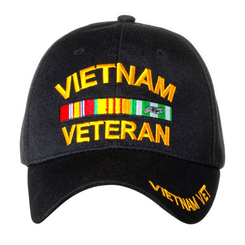 Artisan Owl U.S. Military Cap Hat Vietnam Veteran Cap Army Marine Navy AIR Force (Vietnam Veteran Black Ribbon)