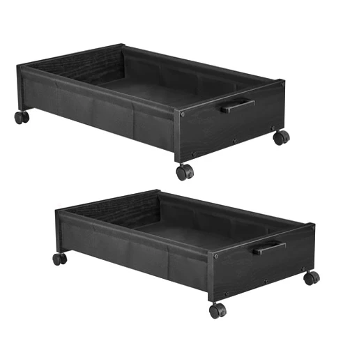 FOUCSSOMEI Under Bed Storage with Wheels, Wooden Under Bed Drawers 2 Packs, Under Bed Storage Containers Organizer, Metal Frame, for Clothes Books Blankets Shoe, Patented Design