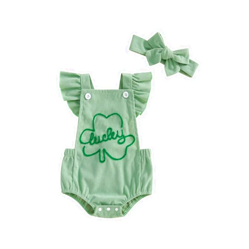 YINGISFITM My First St Patricks Day Baby Girl Outfit Newborn Lucky Charm Romper Irish Clover Shamrock Baby Girl Clothes