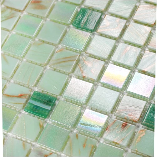 Smafusion 11.5sqft Mosaic Tile for Bathroom Accent Wall, Bathroom Floor, Bathroom Backsplash, Kitchen Backsplash, Glass Tile for Swimming Pool, Shower Floor(10pcs, Grass Green)
