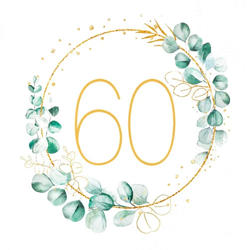 O-Kinee 60th Birthday Napkins, 40 Pack of 60th Anniversary Napkins Decorations for Men and Women, 3-Ply White Cheers to 60 Years Napkin, Birthday Wedding Anniversary Party Napkin