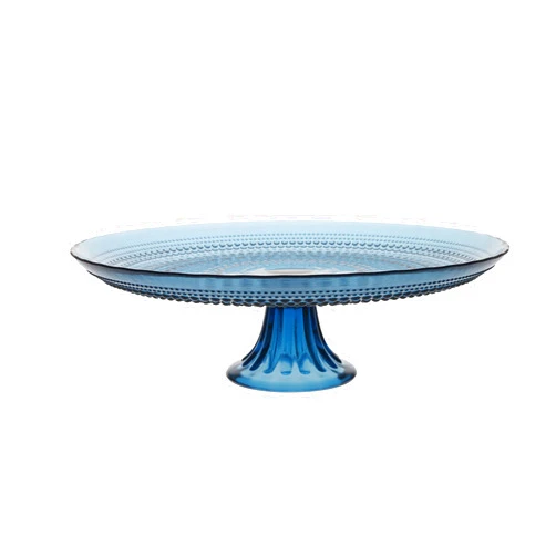 Fortessa Jupiter Beaded Hobnail Glass, 13 Inch Cake Stand, Cornflower Blue