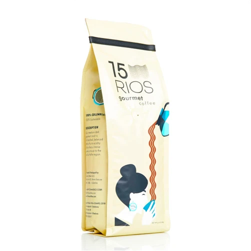 15 RIOS COFFEE, GOURMET, Arabica Colombian Whole Bean or Ground, Medium Dark Roast, from Sevilla, Colombia, 100% Sustainable, High Q Grade Score of 83, Single Origin, 12oz bag