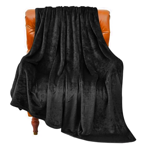 BEDELITE Fleece Blanket Black Throw Blanket for Couch & Bed, Luxury Plush Cozy Fuzzy Blanket 50